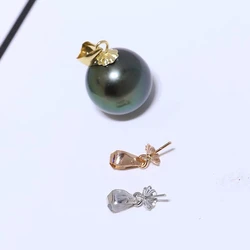 Real AU 750 18K Gold Pendant Mountings Findings Jewelry Mounts Settings Accessories Parts for Pearls Agate Coral Crystals Jade