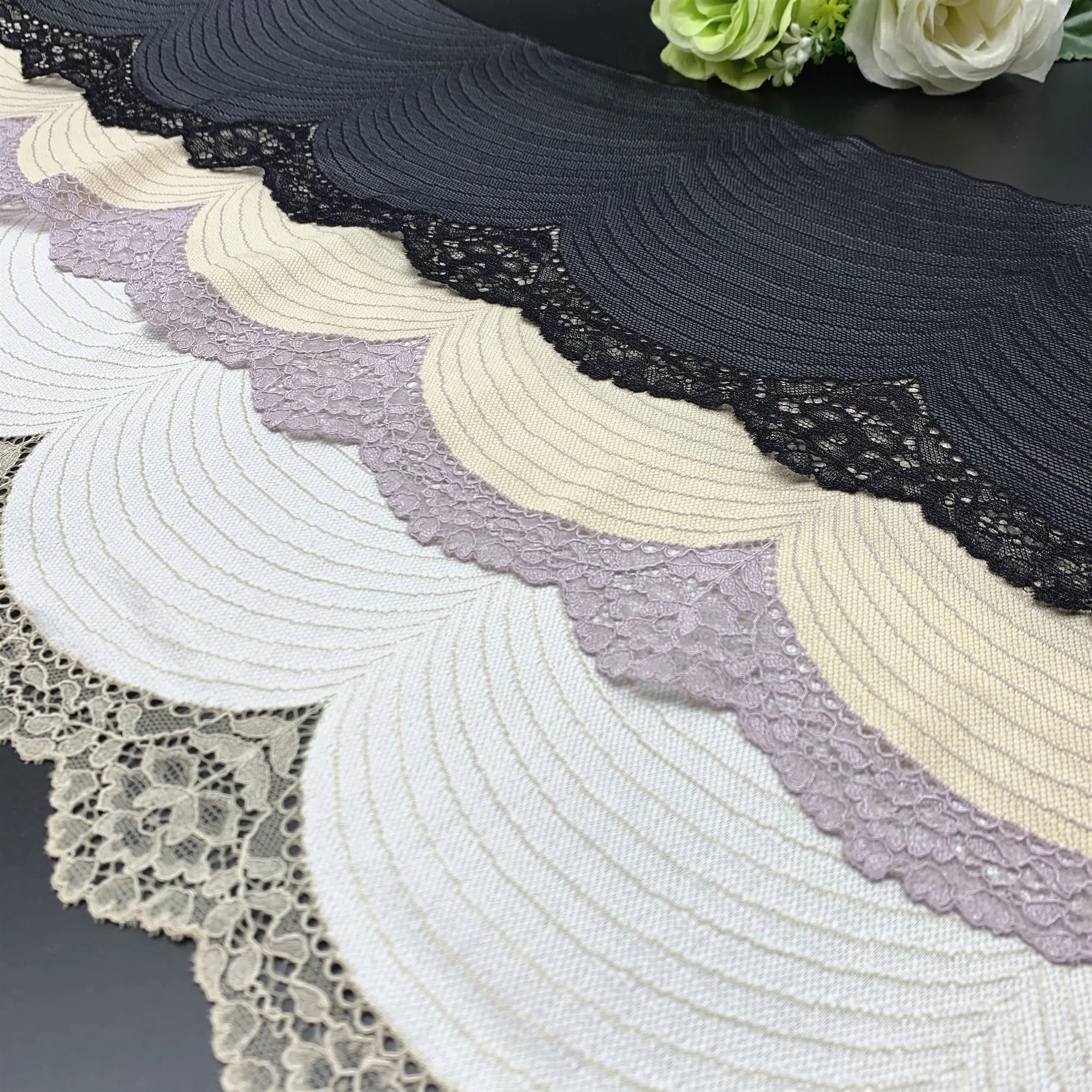 3y/lot Width 17.50-20cm 3 Colors Elastic Stretch Lace trim Champagne Skirt Hem Underwear Sewing Craft DIY Apparel Fabrics Lace