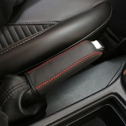 KIQI Leather Car Handbrake Cover for Ford Focus 3 MK3 2015 - 2018 Hand Brake Lever Collars Accessories