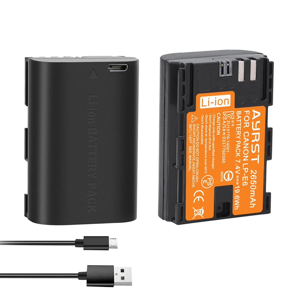 

LP-E6 LP E6 2650mAh 7.4V LPE6 LP-E6N Camera Battery for Canon 5D Mark II III IV 5DS 5DS R EOS 6D 70D 80D Cameras