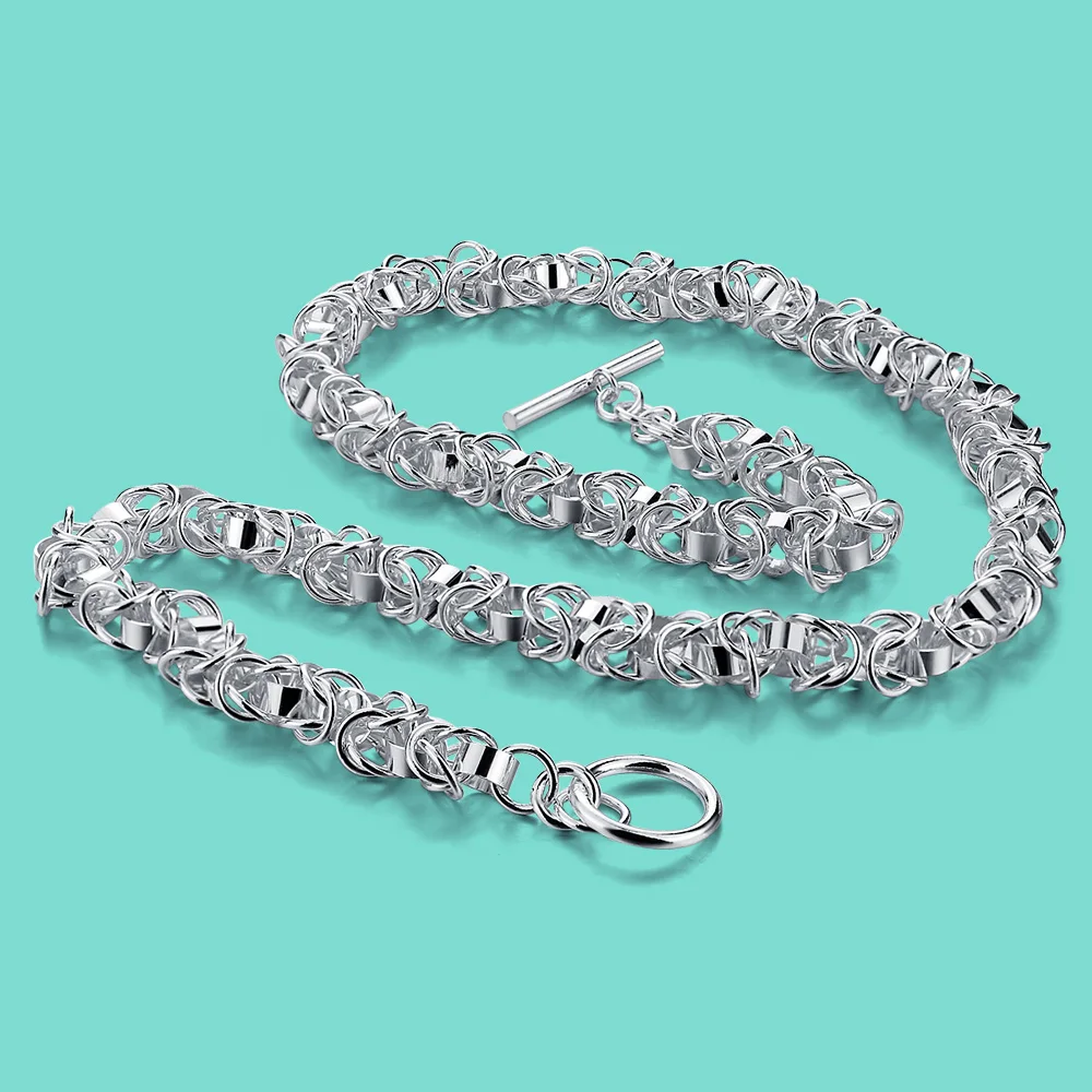 

Fashion Classic Men's Rock Hip Hop Style 925 Sterling Silver Necklace Circle Connection Circle 4MM Boutique Jewelry Party Gift