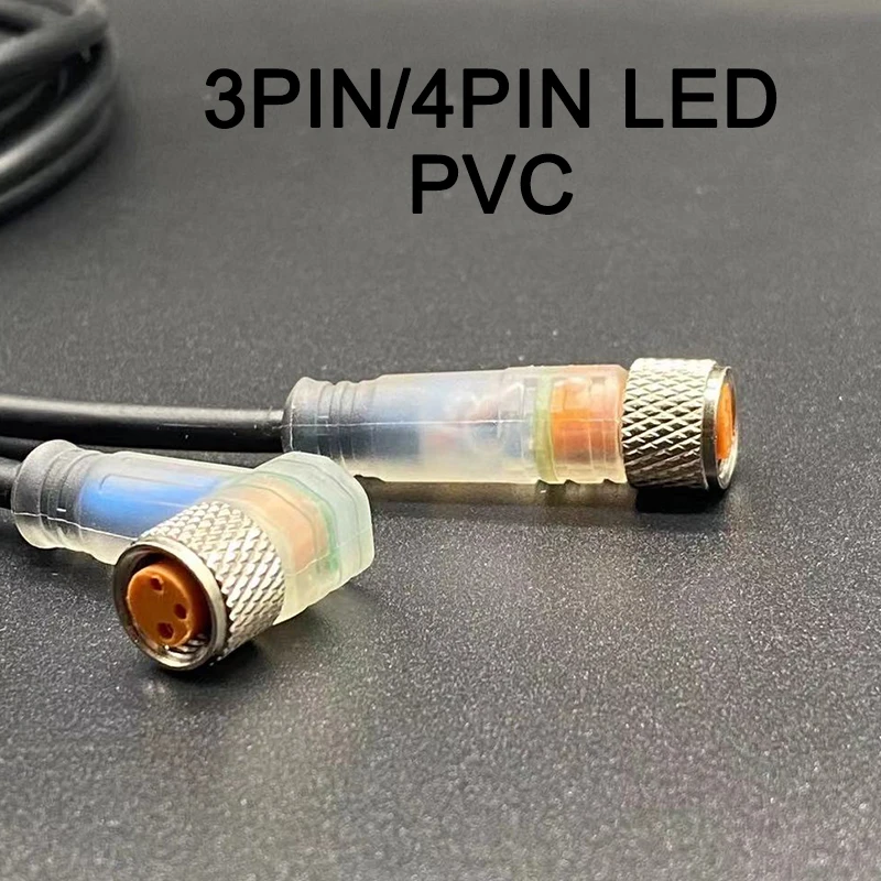 Cloweit M8 3 4 Pins PVC LED IP67 Sensor Cable Connector Type A Socket Plug 2m Waterproof Male&Female Straight Angle flange