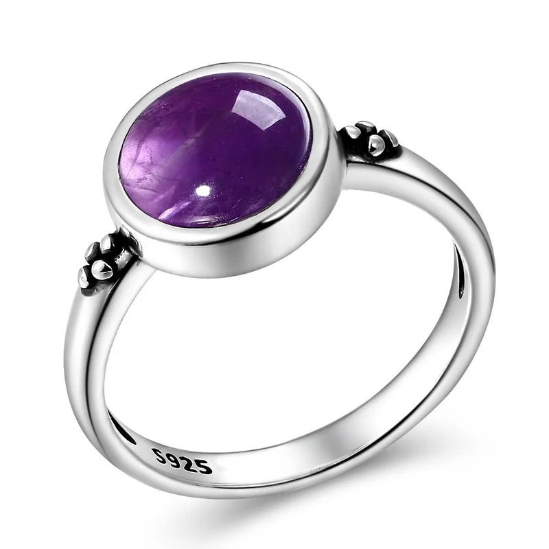 925 Silver Amethyst Ring Jewelry for Women Anniversary Engagement Wedding Gifts Elegant Simple Amethyst Rings