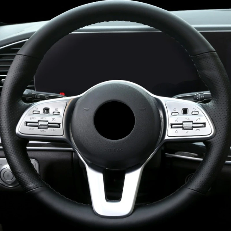 ABS Steering Wheel Buttons Frame Decoration Cover Trim Car Styling 2Pcs For Mercedes Benz W177 W205 W213 W247 W167 Interior image 5