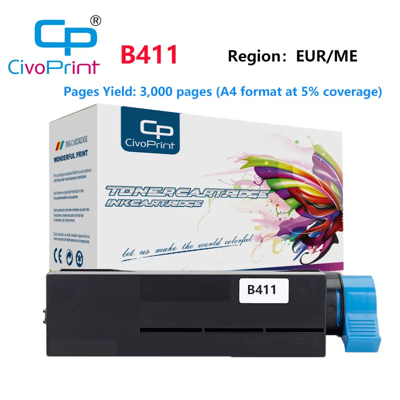 

civoprint 3000 pages Compatible region EUR/ME B411 toner cartridge for OKI B411 B431 MB461 MB471 MB491 printer