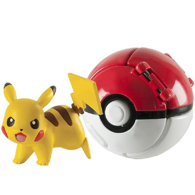 4Pcs/Set TOMY Pokemon Elf Ball Pikachu Pokeball Pocket Monster Variant Toy Action Figure Model Toys Kids Game Cosplay Toy Gift