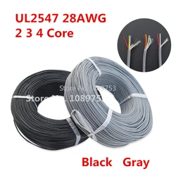 Cable blindado de 5 metros UL2547 28AWG 2 3 4 núcleos 2,1 canales Cable de señal de línea de audio Cable protector para amplificador, negro gris