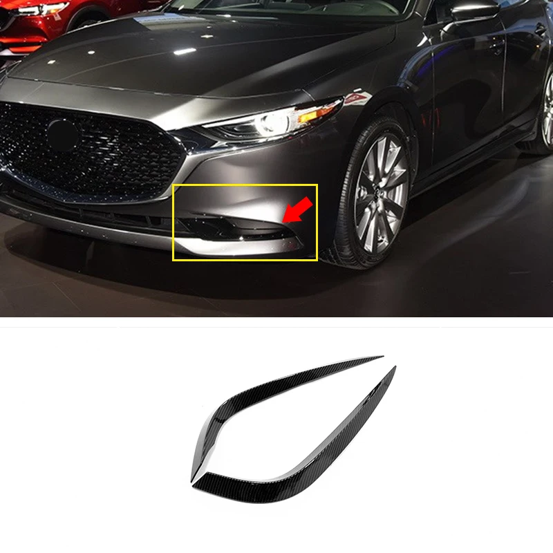 ABS Carbon fibre Car front fog lamp eyebrow Decoration Cover Trim Sticker car styling For Mazda 3 Sedan 2019 2020 accessories