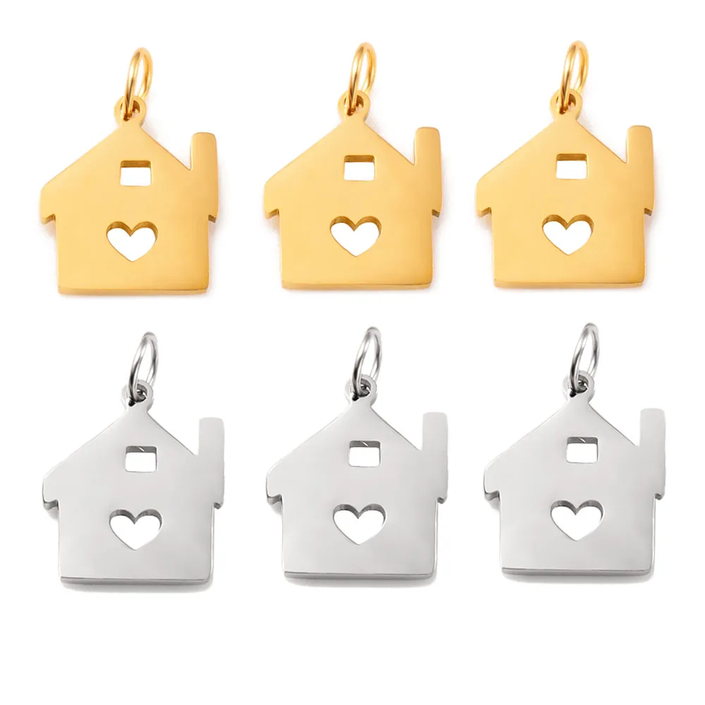 5Pcs/Lot New Building Stainless Steel Cabin Home Creative House Charms Room Pendants Crafts DIY Jewelry Making Finding Wholesale