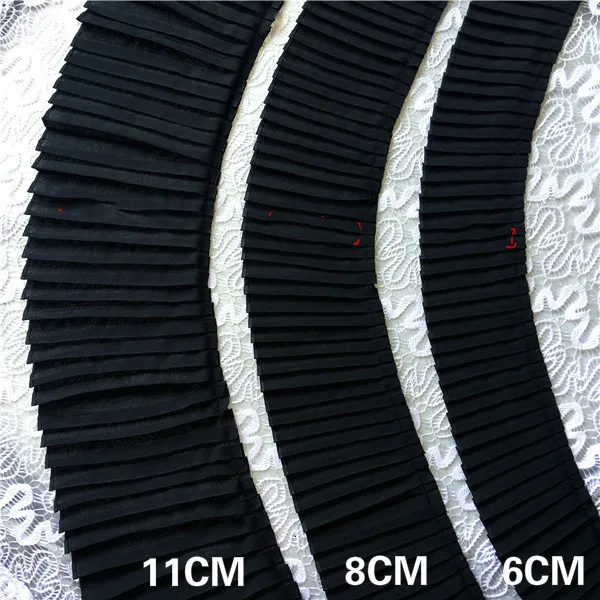 6-11CM White Black 3D Elastic Pleats Chiffon Lace Ribbon Ruffle Trim Curtains Collar Skirt Splicing DIY Sewing Guipure Supplies