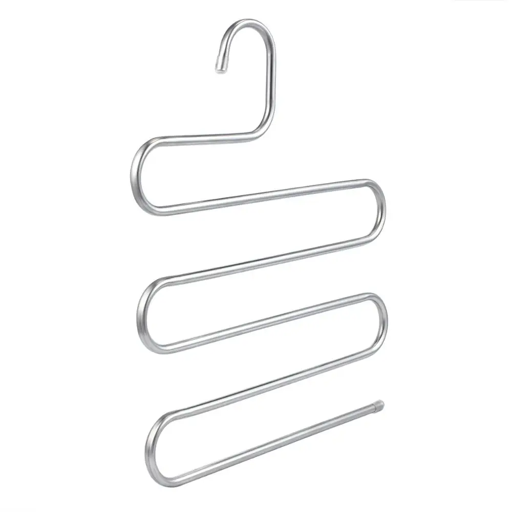 Neoteck 4 Pack Stainless Steel S-Shape Premium Pants Hanger 5 Layers With 20pcs Clips For Multi-Use Space Saver