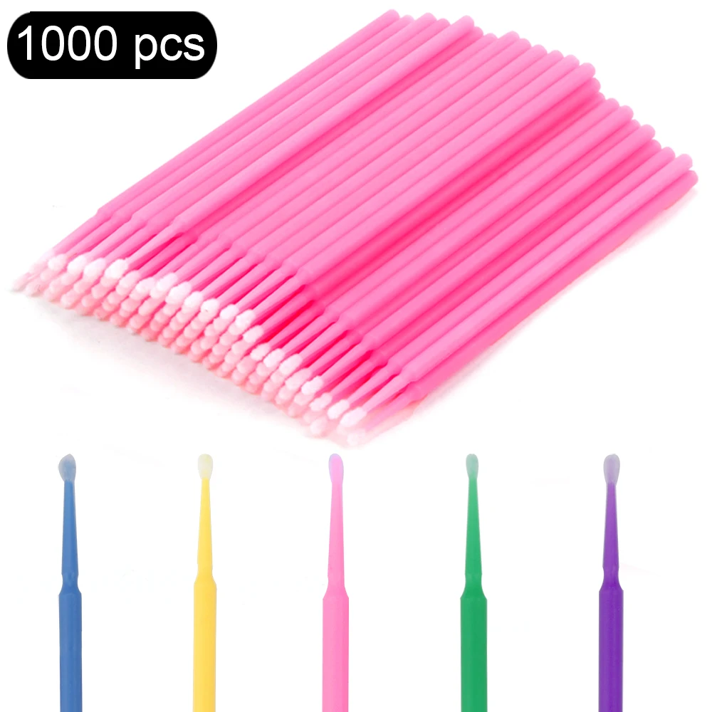 100/500/1000PCS Eyelash Brushes Cotton Swab Micro Individual Eyelashes Microbrush Removing Cleaning Lash Extensions Accessories