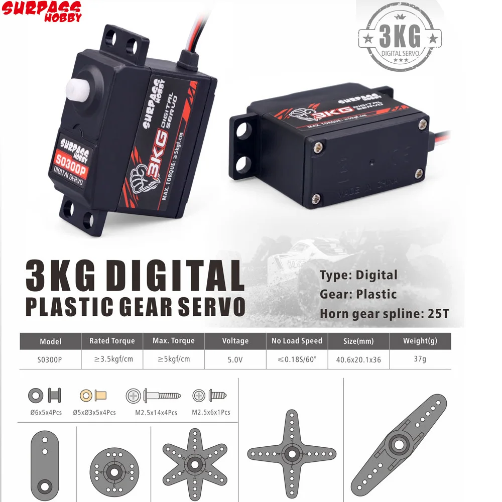 Supere o passatempo s0300p plástico engrenagem 3kg servo digital para 1/12 1/14 rc carro aeronave rc barco robô inteligente