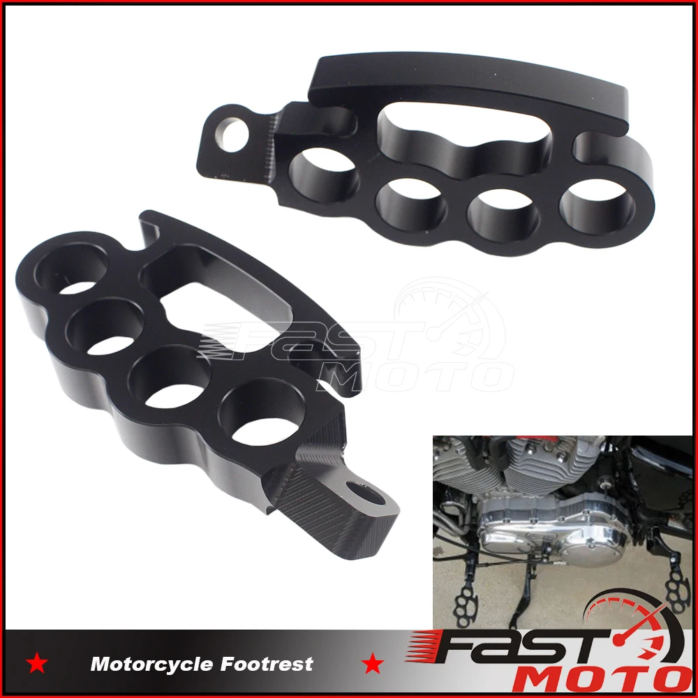 2pcs Motorcycle Foot Pegs Pedals Custom FootRest Flying Knuckle FootPegs Foot Rests For Harley Sportster XL FXDF X48 Cafe Racer