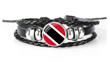 Love Trinidad and Tobago Flag Leather Bracelets Fashion Trinidad Women And Men Glass Beads Bracelets Friendship Gifts