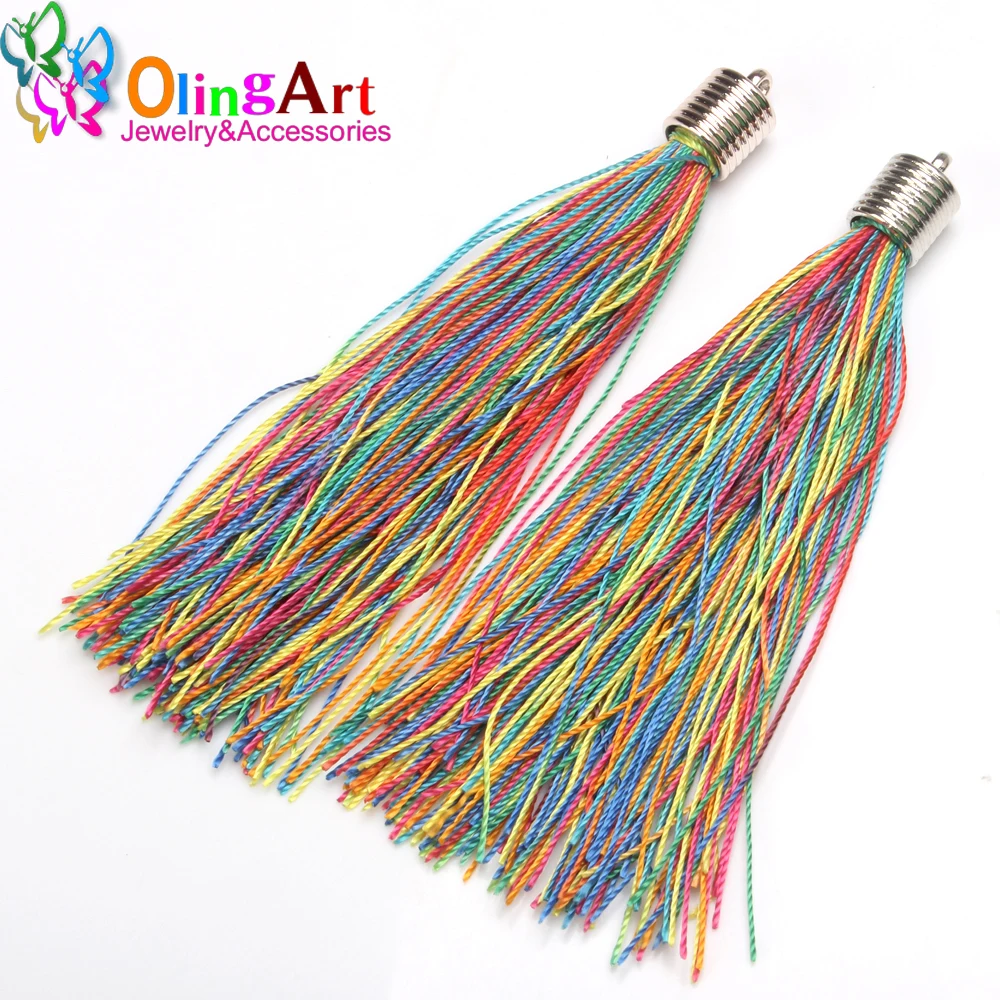 Olingart Colorful Silky tassel Charms /cotton tassels/mini tassel/jewelry making DIY Pendant Drop earrings Necklace Bracelet