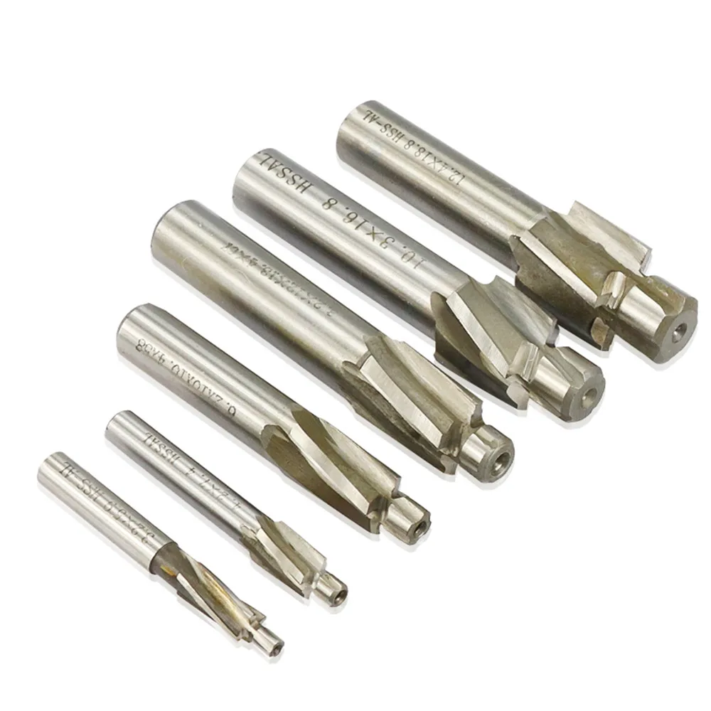 1pc 4 flute hss counterbore end mill M3.2-M16.5 pilot slotting milling tool for wood / metal drilling bench