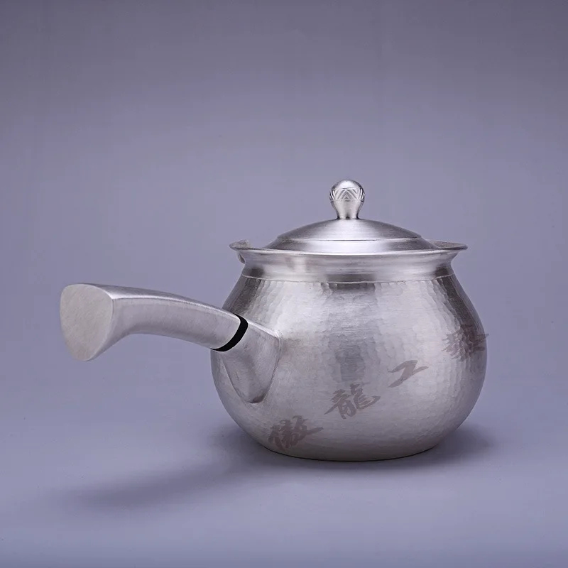 Teapot, kettle, hot water teapot, iron teapot, stainless steel kettle, tea bowl, 350ml capacity, handmade S999 sterling silver t