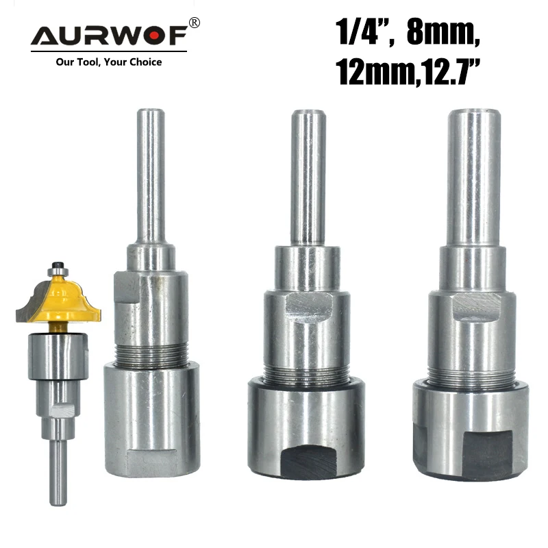 

AURWOF 1 pc 1/4" 8mm 12mm 1/2" Shank Router Bit Extension Rod Collet Engraving Machine Extension Milling Cutter for Wood MC04003