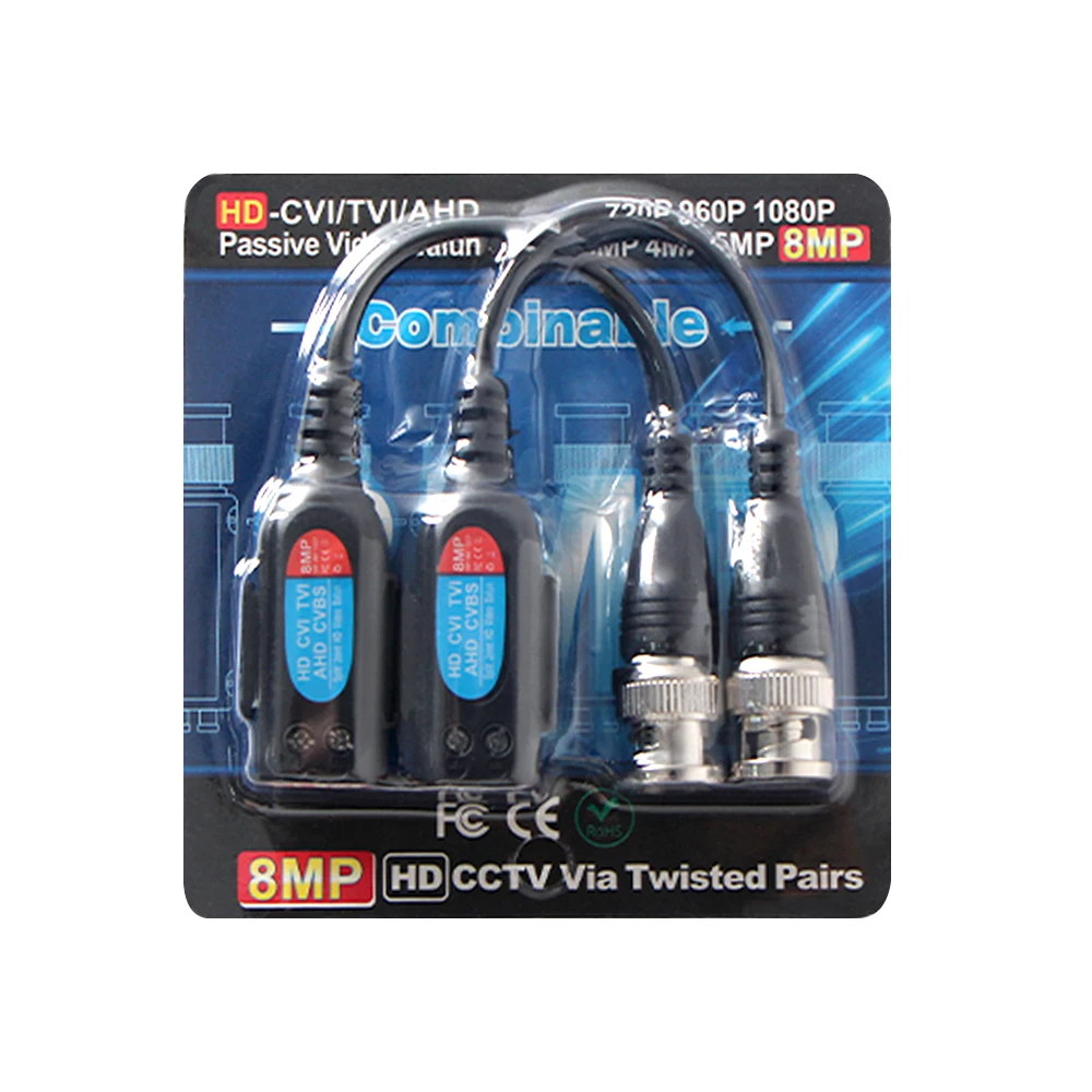 10Pairs Enhanced Twisted CCTV Video Balun Passive Transceivers UTP Balun BNC Cat5 Support Distance 200m HDCVI/AHD/TVI Camera