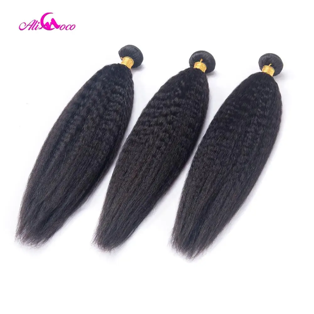 Ali Coco Peruvian Kinky Straight Hair Bundles 1/3/4 Bundles 8-28 Inch Human Hair Extensions No Remy Hair