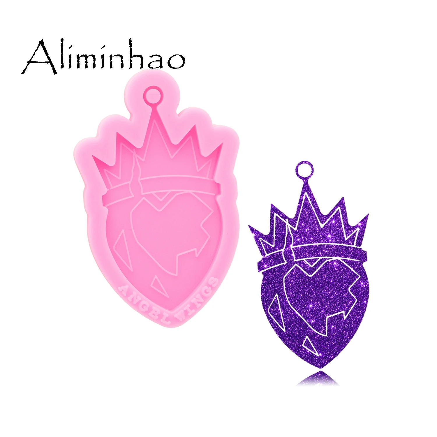 DY0796 Super Glossy Heart shape Crown Resin Mold, Mould Craft Keychain, Silicone Mold For Epoxy Resin Jewellery Making