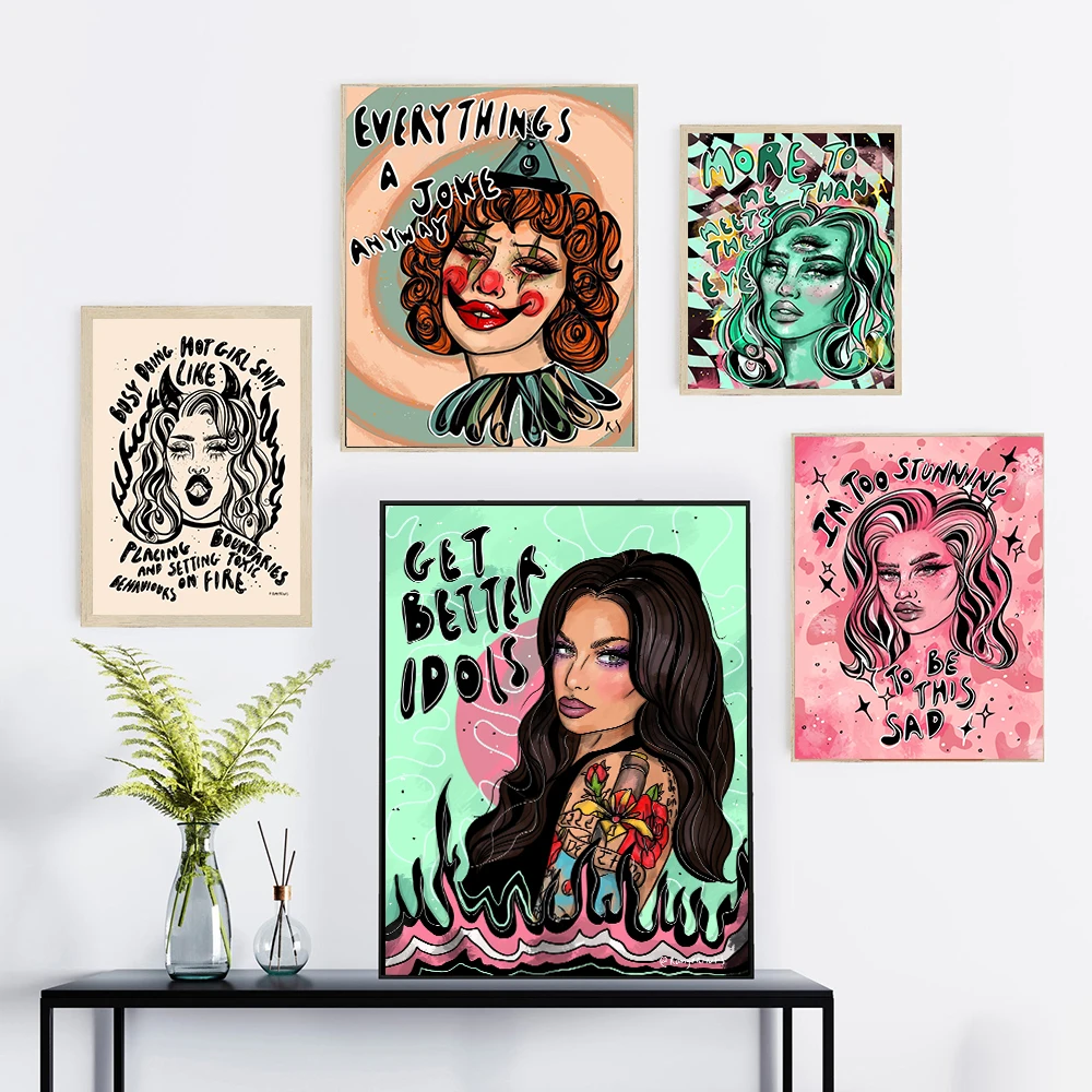 Nordic Style Painting Cartoon Feminist Posters Wall Art Canvas Painting Prints Quote Pictures For Bedroom Living Room Home Decor
