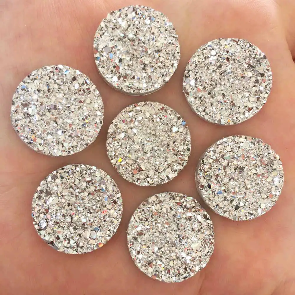 Bling AB Resin 25mm Round Ore Irregular Surface Flatback Rhinestone Buttons Appliques Ornaments DIY Wedding Scrapbook Craft L18