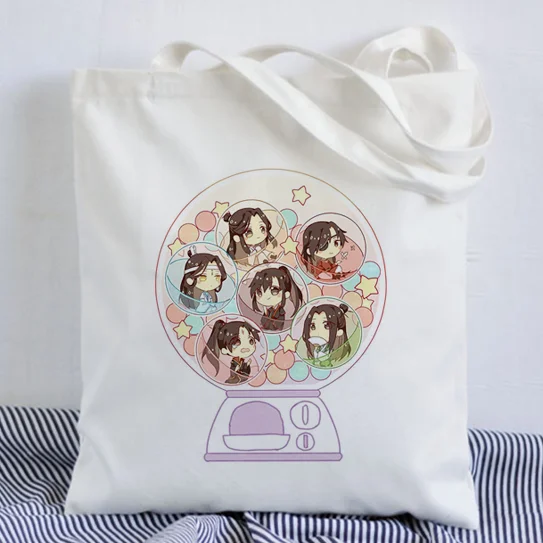 Tian Guan Ci Fu Anime Print Shopper Bag, Sac à provisions, Fourre-tout initié, Toile, Grande capacité, Sac à main universitaire, DstressShipping