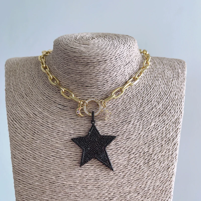 5pcs/lot Newest Profession Design Hot Sale Dainty Adorable Jewelry Star Moon Chain Necklace