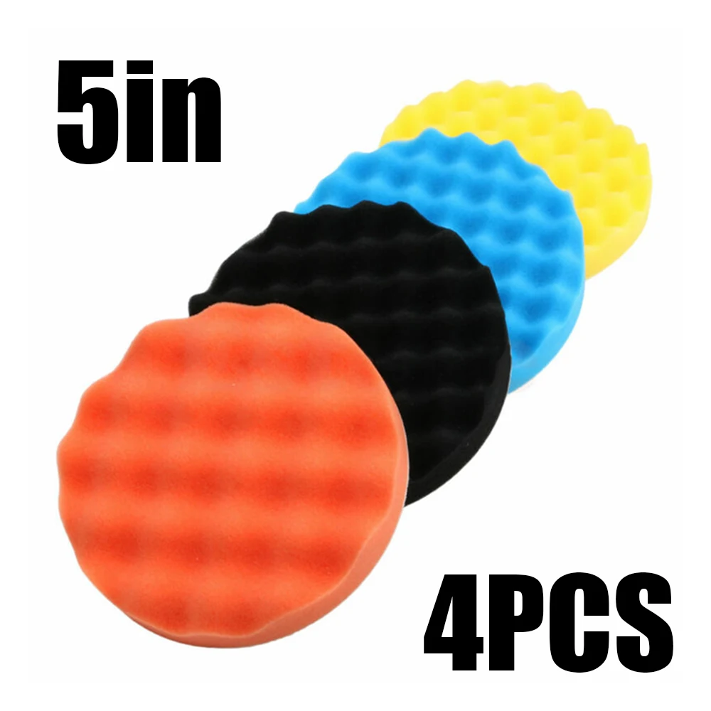 Almohadilla de pulido de espuma para coche, Kit de rueda de esponja, herramienta eléctrica, accesorios de pulido, 4/5 piezas, 125mm, 5 pulgadas