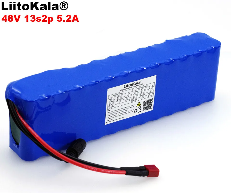 LiitoKala 48V 5.2ah 13s2p wysokiej mocy 18650 baterii pojazd elektryczny motocykl elektryczny DIY bateria 48v osłona BMS