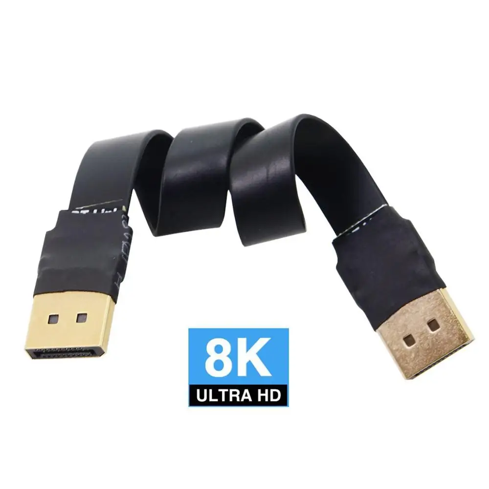 Displayport DP 4K 60hz Cable 0.2m Slim Flat Soft Active Male to Male Fast Transfer Ultra FHD