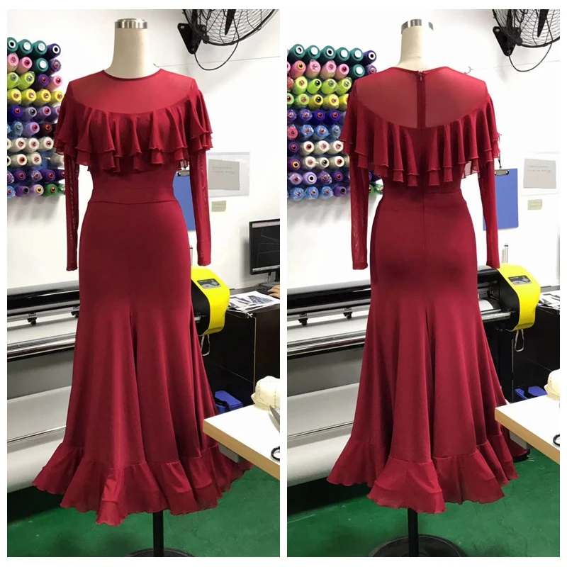 Training Dress Ballroom Dance Dress  Dancewear For Classes Practice Casual Gown  Ballroom Dancewear No Stones