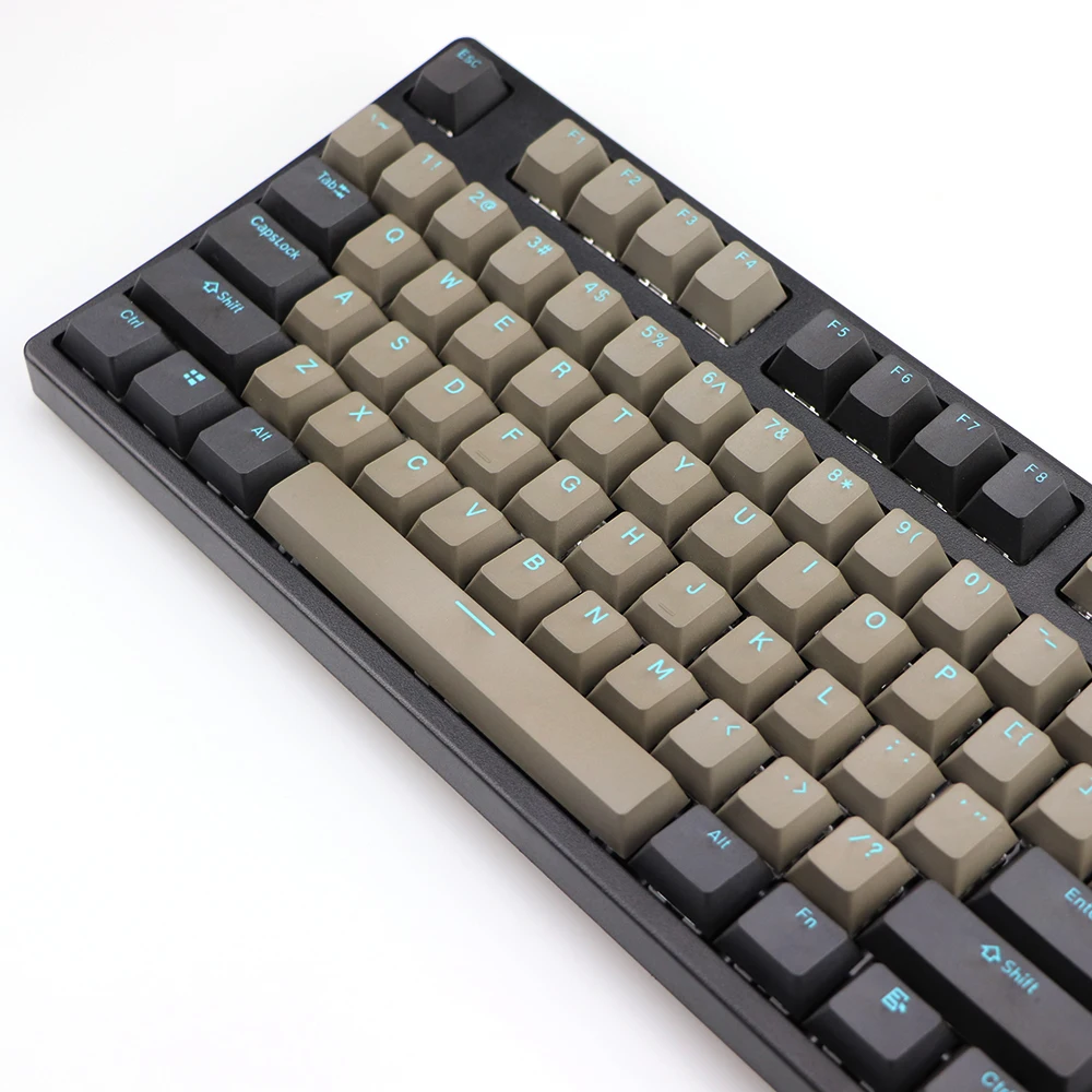 Double shot PBT Keycap Black Gray mixed Blue word Dolch 108 87 Cherry Profile Keycaps