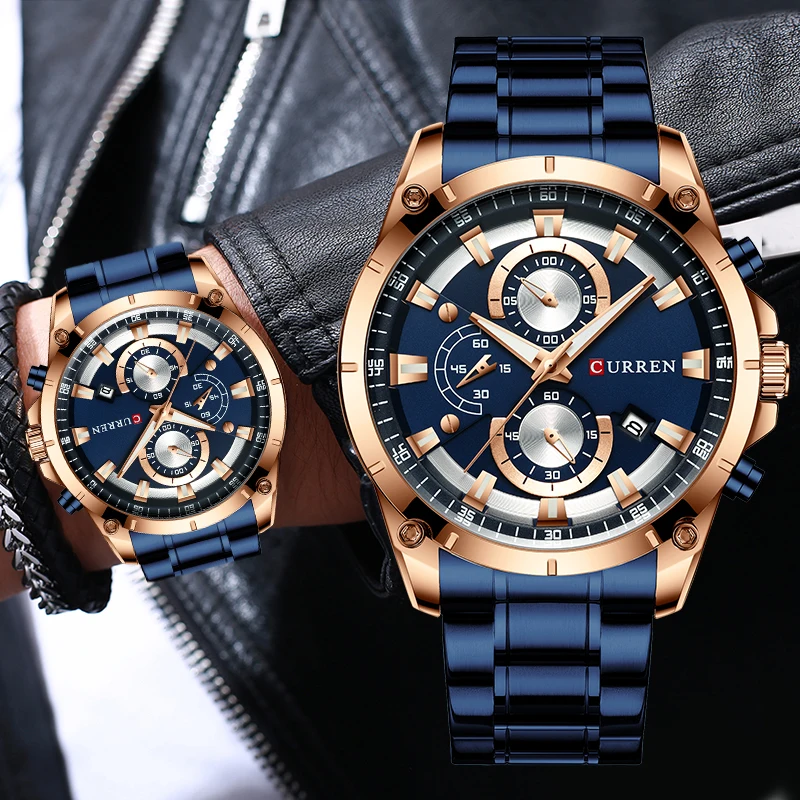 

CURREN Men’s Watch Luxury Creative Design Quartz Men Watches with Stainless Steel Chronograph Sport Watch Male Clock Relojes