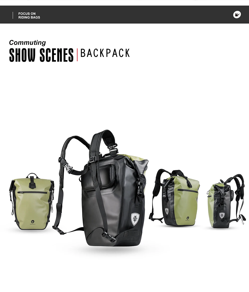 Rhino walk Bike Packt asche wasserdicht 27l Fahrrad Side Pack multifunktion ale Rücksitz Radfahren Travelling Storage Bikepacking – Detail 4