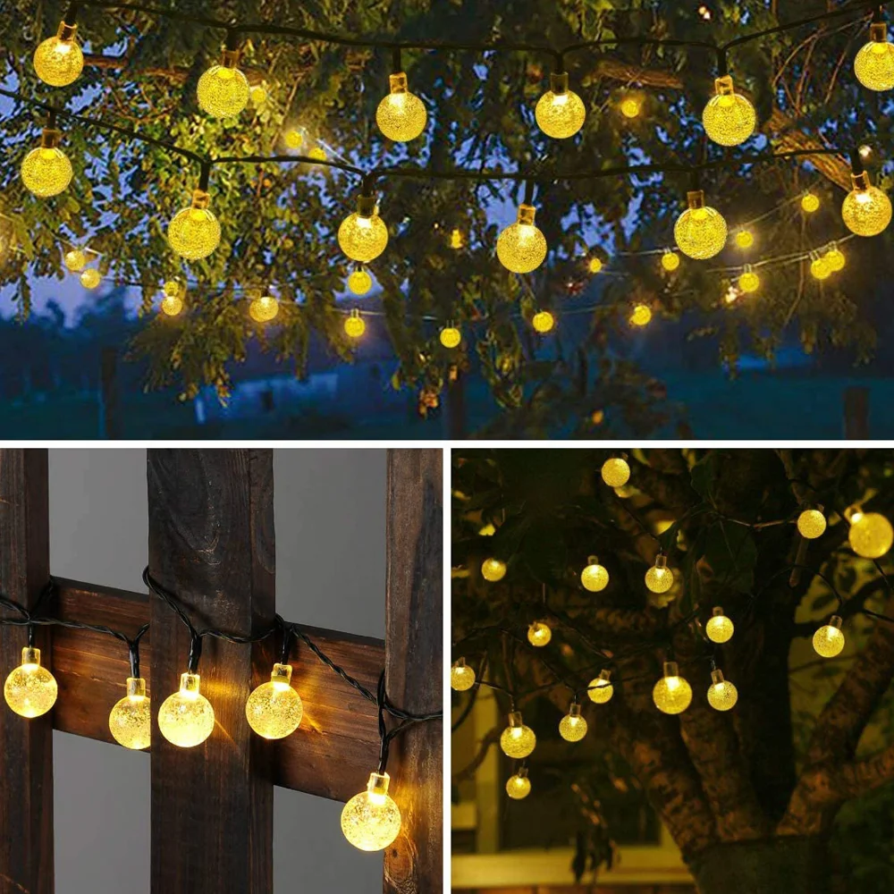 3M 6M 11M Crystal ball LED String Fairy Lights USB/Battery Powered Waterproof Holiday Garland Lights For Outdoor Christmas