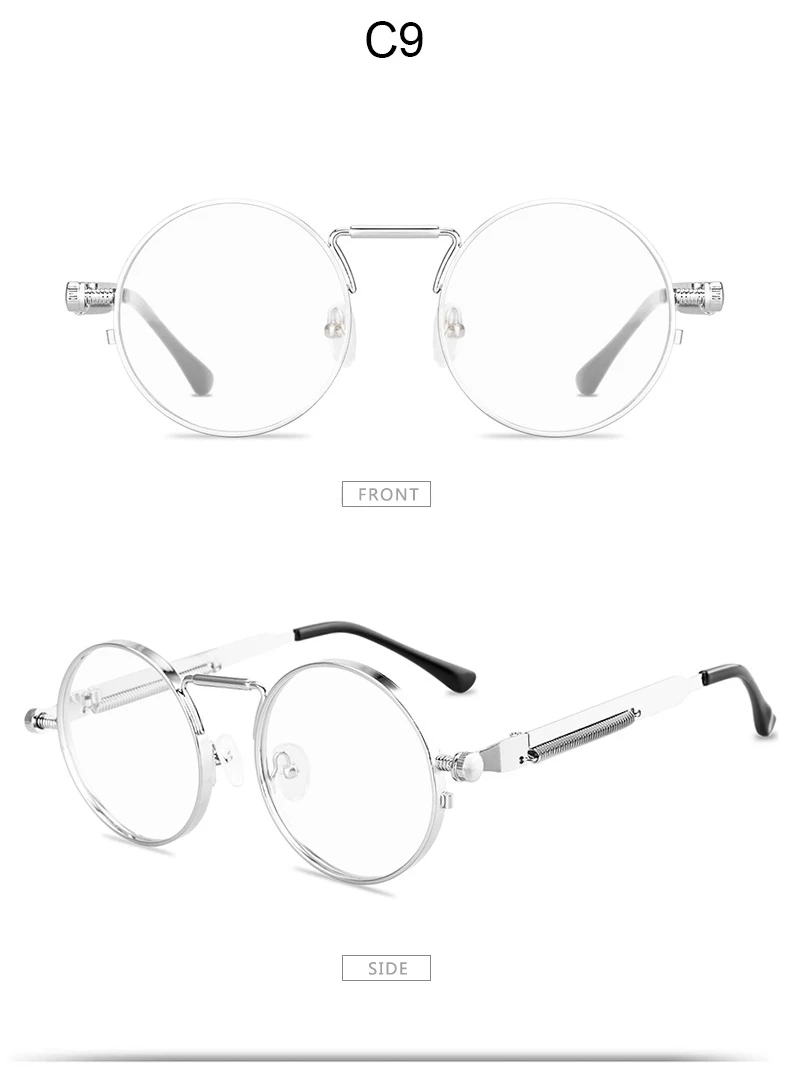 Metall Steampunk Sonnenbrille Männer Frauen Mode Runde Brille Marke Design Vintage Sonnenbrille Hohe Qualität UV400 Brillen – Detail 15