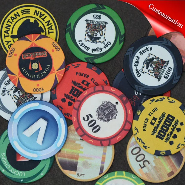 

Customize Ceramic Chips Texas Poker Chips Professional Casino Poker Chips Set Round Casino Coin Customizable Party Event Souveni