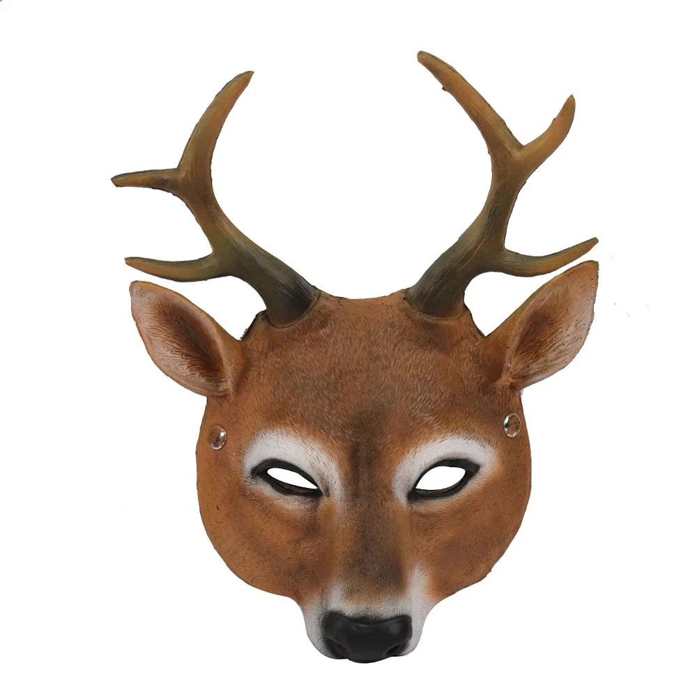 

Halloween Party Latex Deer Head Mask Christmas Reindeer 3D Animal Realistic Half Face Mask Halloween Anime Cosplay