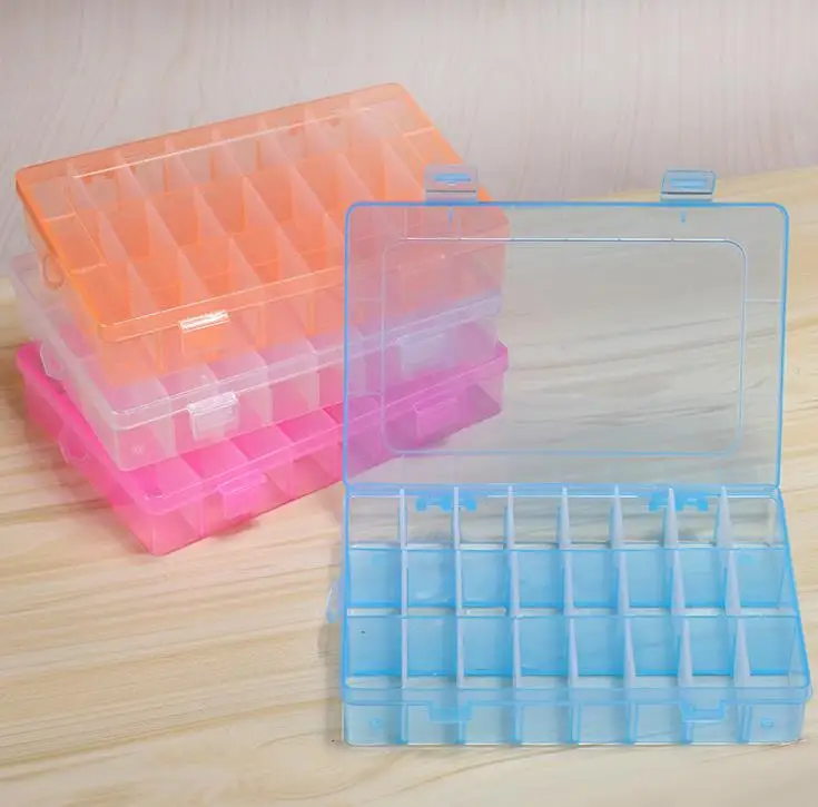 

24 Compartment Storage Box Plastic Box Jewelry Earring Case For Collection Drawer Divider cosmetic organizer makeup organizer SN