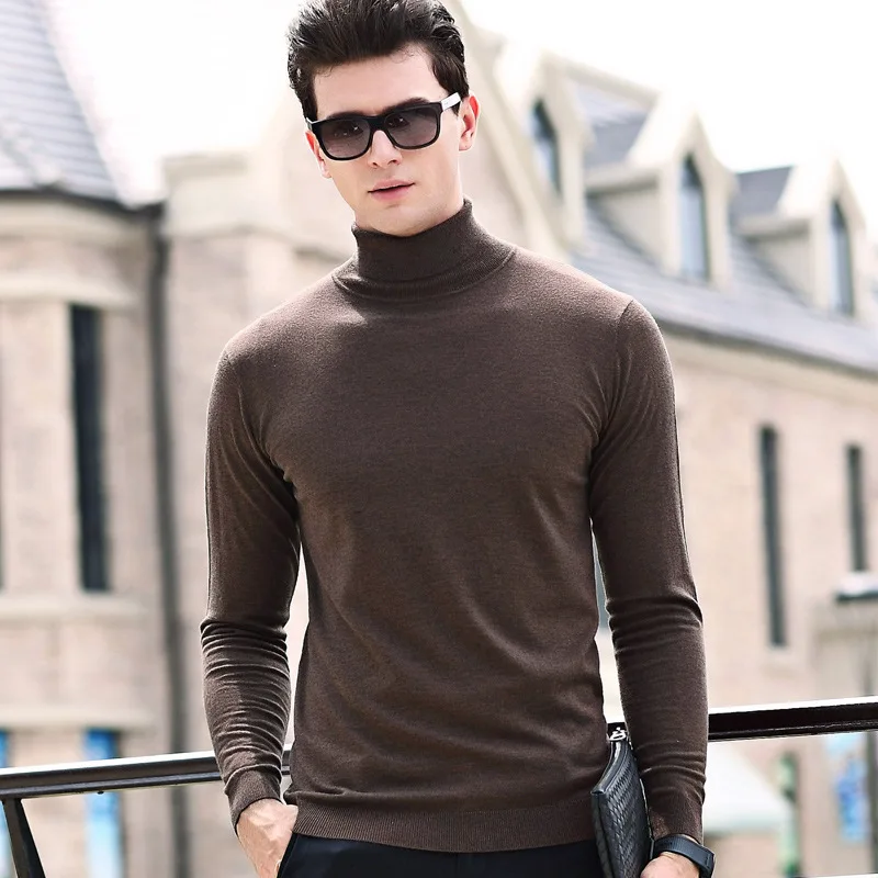 MRMT-suéter de cuello alto para hombre, suéter de punto fino, Tops de Color puro, otoño e invierno, 2024