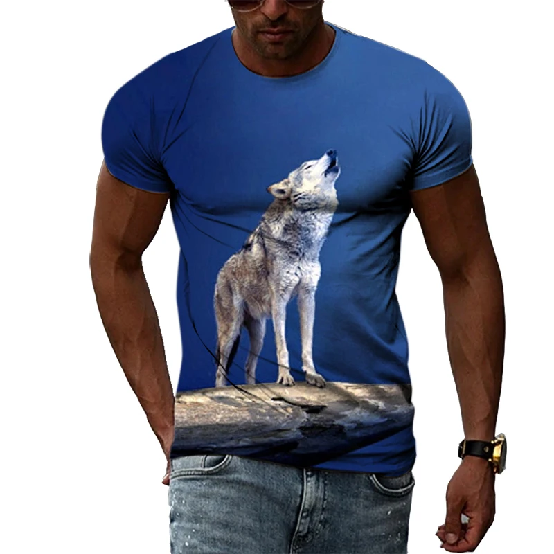 New 3D Cool Style Animal Wolf Men t-shirt Summer Fashion Casual Print short sleeve t-shirts Interesting Hip Hop graphic t shirts