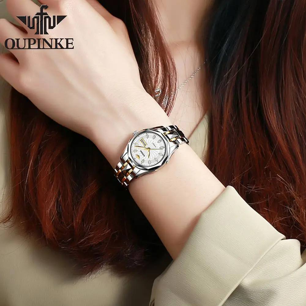 OUPINKE Top Luxury Brand Women Automatic Mechanical Watch Masonry Grade Waterproof Stainless Steel Watchstrap Women Wristwatch