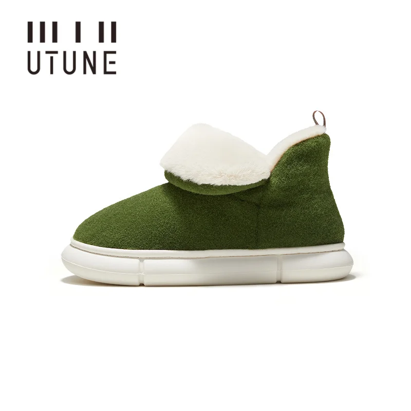 UTUNE Boots Women Winter Shoes Felt Thick Warm Slip-on Home Slippers Outside Shoes Men Woman Boots Plush Platform High Kick 2021