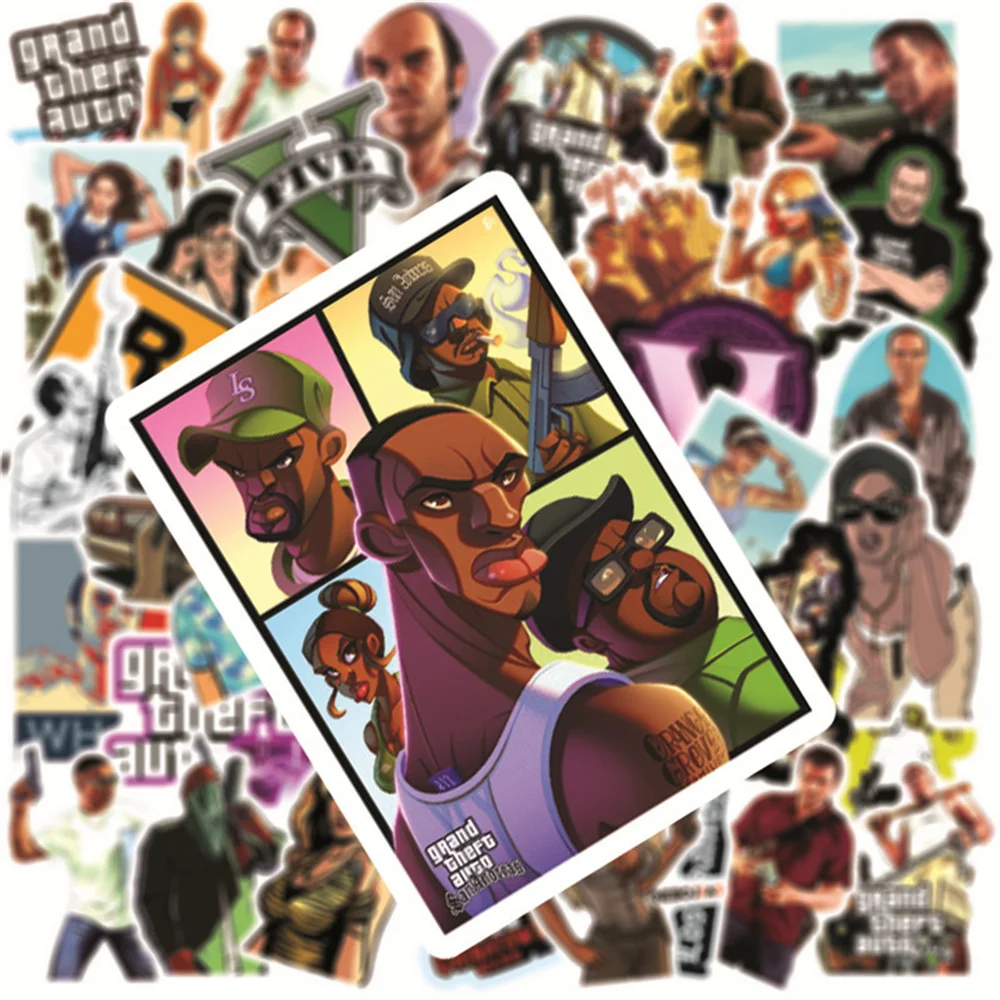 10/30/50PCS Grand Theft Auto GTA Game Graffiti Sticker Waterproof Laptop Car Guitar Trolley Case Refrigerator Water CupWholesale