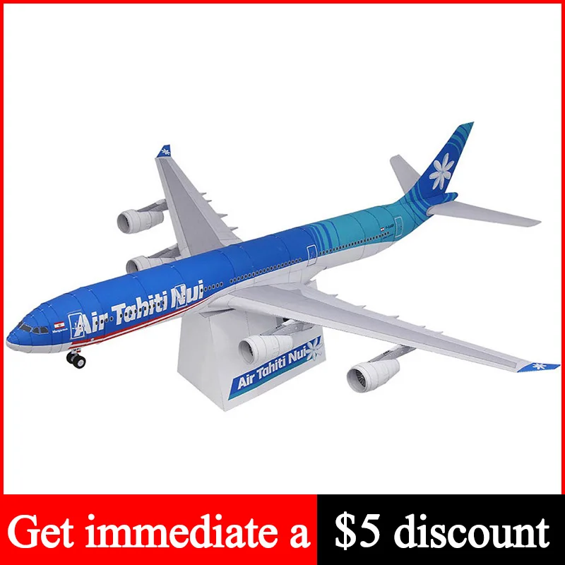 

Air Tahiti Nui Airbus A340-300 Aircraft Folding Handmade 3D Paper Model DIY Papercraft Art Teens Adult Origami Craft Toys ZX-074