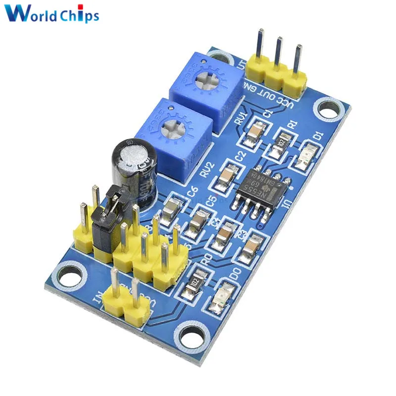 NE555 Pulse Generator 5V 5 Bands Frequency 0.6Hz-180KHz Square Wave Adjustable Duty Cycle Signal Generator