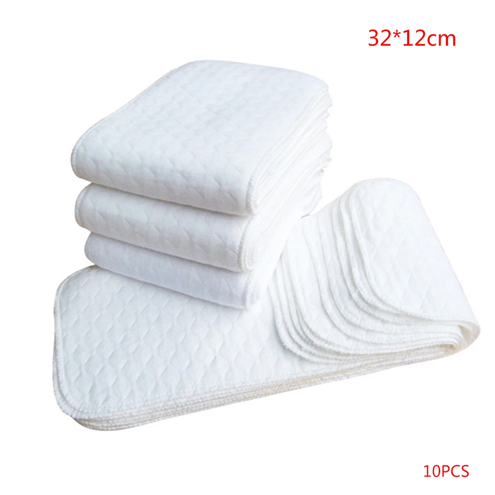 10pcs Baby Diapers Washable Reusable Cloth Diaper Inserts 1 piece 3 Layer Insert Babies Care 100% Cotton Eco-friendly Diaper